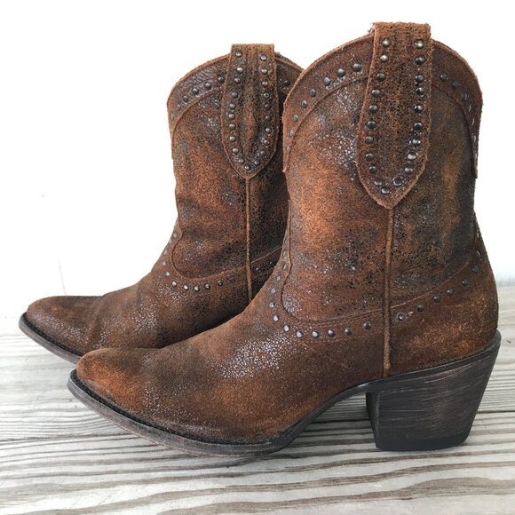 Idyllwind Shoes - Idyllwind Glazed Roughout Outseam Studs Womens Western Ankle Boots 8 B IDL038-1